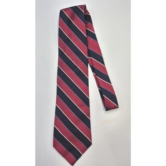 Vintage John Hill Executive Collection Silk Tie Red Blue White Diagonal 4.25x58" - Picture 1 of 7